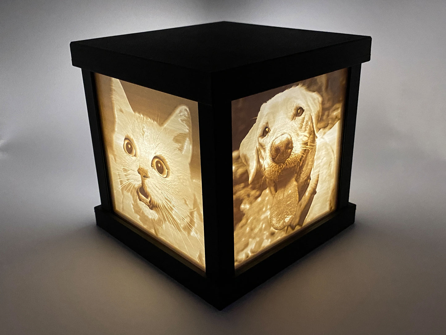 3D-Fotobox beleuchtet für bis zu 4 Fotos, batteriebetrieben, lithophane, personalisiert