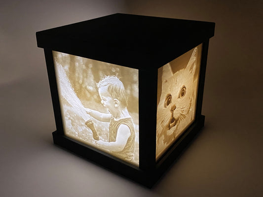 3D-Fotobox beleuchtet für bis zu 4 Fotos, batteriebetrieben, lithophane, personalisiert
